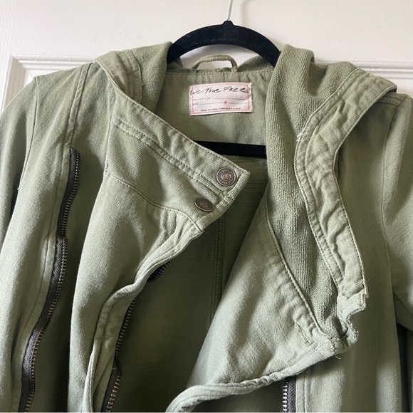 Free People We The Free Carmen Moto Jacket Green Olive Size S - Picture 5 of 17